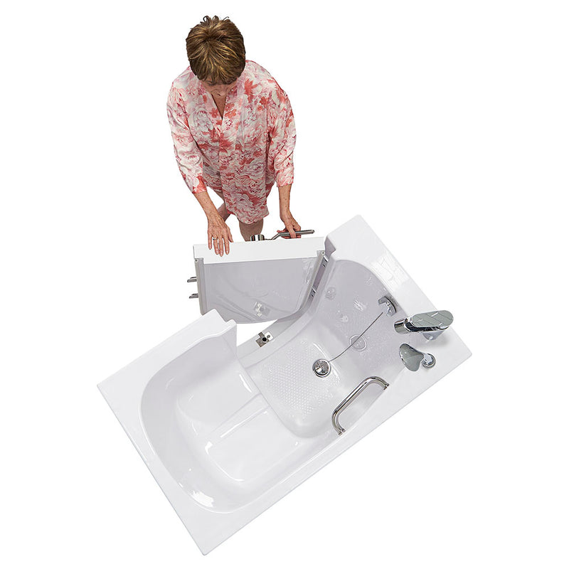 Ella Mobile 26"x45 Acrylic Soaking Walk-In-Bathtub, Left Outward Swing Door, Heated Seat,  2 Piece Fast Fill Faucet, 2"  Drain 2