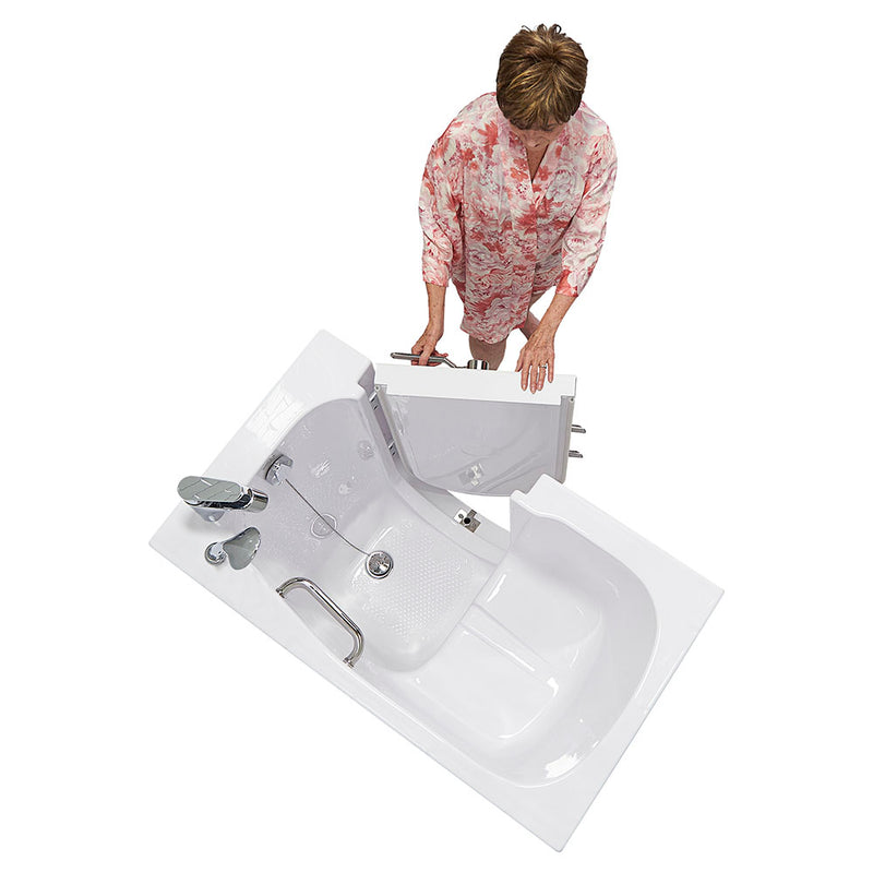 Ella Mobile 26"x45 Acrylic Soaking Walk-In-Bathtub, Right Outward Swing Door, Heated Seat,  2 Piece Fast Fill Faucet, 2"  Drain 2