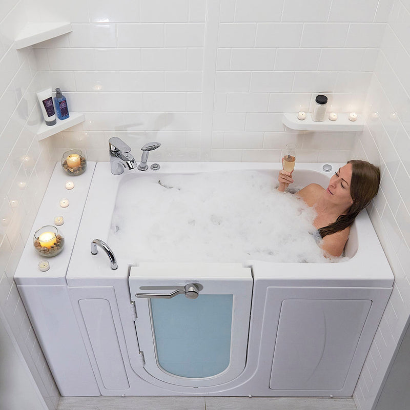Ella Monaco 32"x52" Acrylic Hydro Massage Walk-In Bathtub with Left Outward Swing Door, 2 Piece Fast Fill Faucet, 2" Dual Drain 2