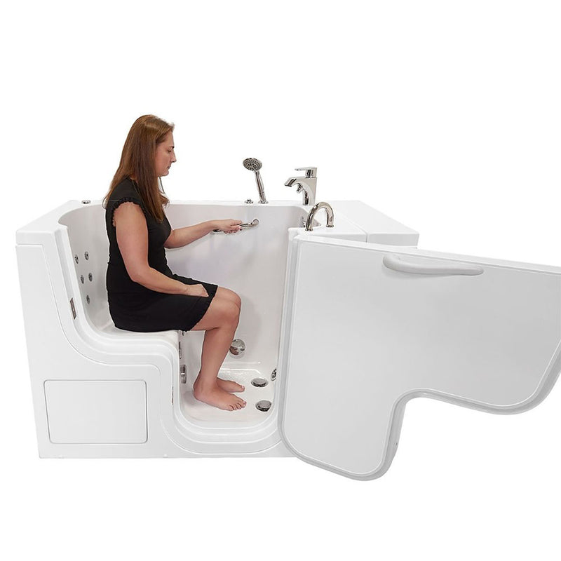 Ella Wheelchair Transfer 32"x52" Acrylic Hydro Massage Walk-In Bathtub with Right Outward Swing Door, 2 Piece Fast Fill Faucet, 2" Dual Drain 2