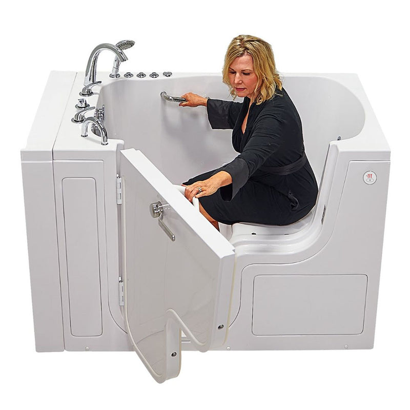 Ella Wheelchair Transfer 36"x55" Acrylic Air and Hydro Massage and Heated Seat Walk-In Bathtub with Left Outward Swing Door, 5 Piece Fast Fill Faucet, 2" Dual Drain 2