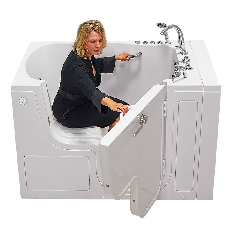 Ella Wheelchair Transfer 36"x55" Acrylic Air and Hydro Massage and Heated Seat Walk-In Bathtub with Right Outward Swing Door, 5 Piece Fast Fill Faucet, 2" Dual Drain 2