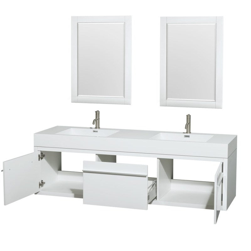 Wyndham Collection Axa 72" Wall-Mounted Bathroom Vanity Set With Integrated Sinks - Glossy White WC-R4300-72-VAN-WHT 4