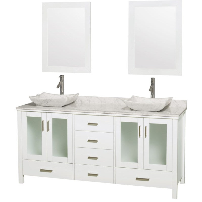 Wyndham Collection Lucy 72" Double Bathroom Vanity Set with Vessel Sinks - White WC-MS015-72-WHT-OVER 7