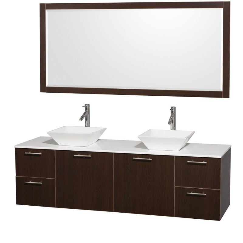 Wyndham Collection Amare 72" Wall-Mounted Double Bathroom Vanity Set with Vessel Sinks - Espresso WC-R4100-72-ESP-DBL 6