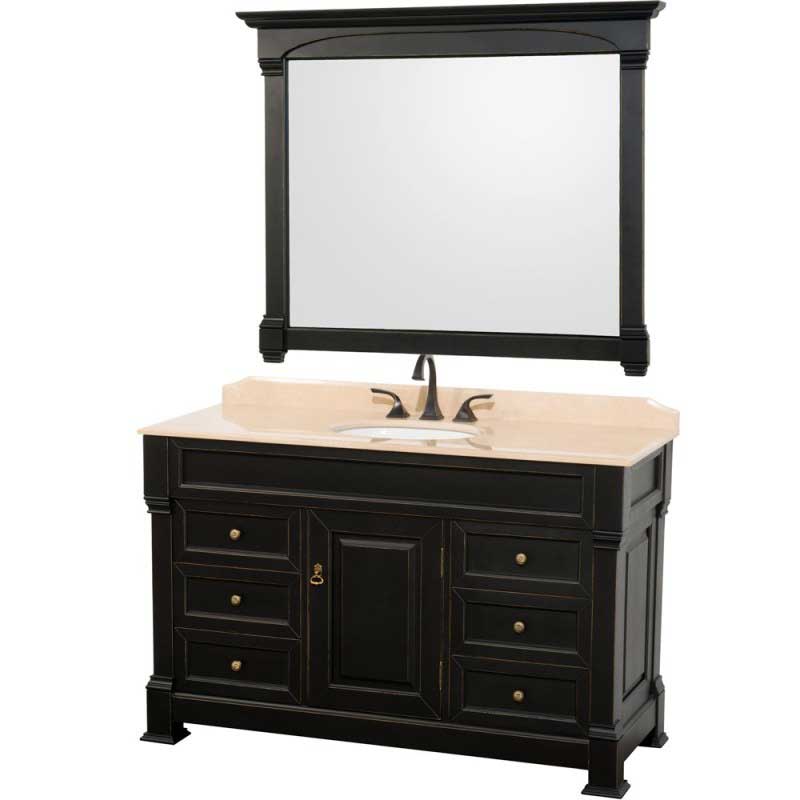 Wyndham Collection Andover 55" Traditional Bathroom Vanity Set - Black WC-TS55-BLK 2