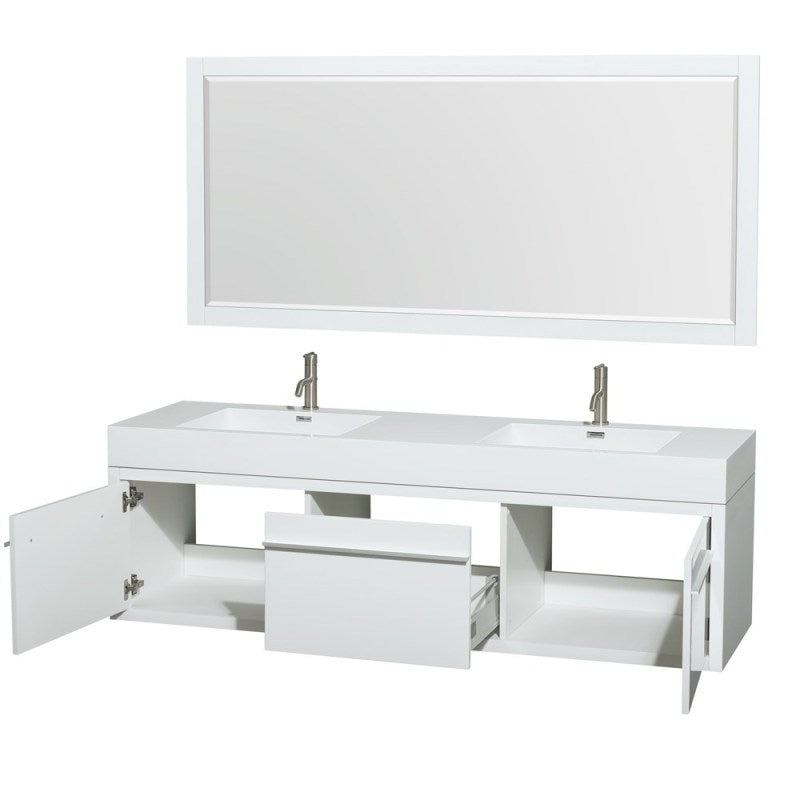 Wyndham Collection Axa 72" Wall-Mounted Bathroom Vanity Set With Integrated Sinks - Glossy White WC-R4300-72-VAN-WHT 3