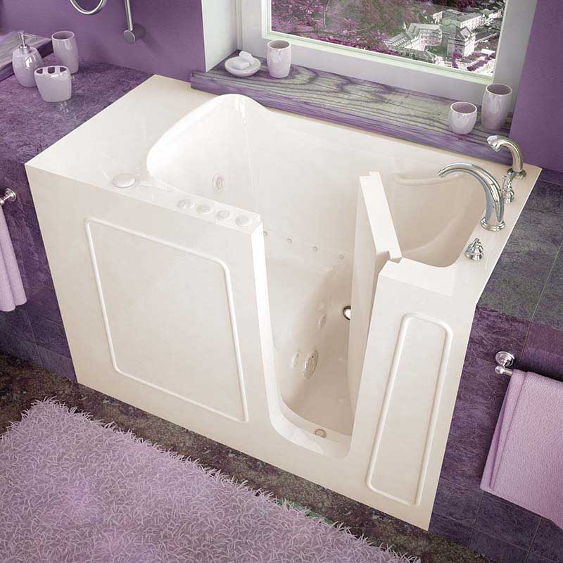 Venzi 26x53 Right Drain Biscuit Whirlpool & Air Jetted Walk In Bathtub By Meditub