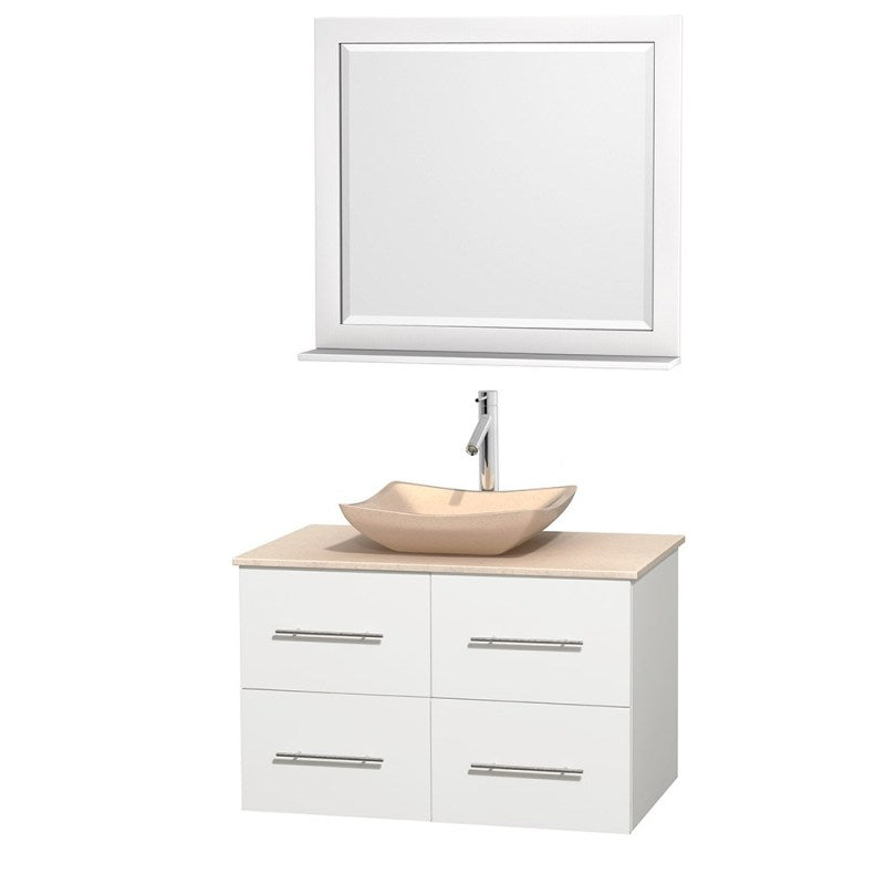 Wyndham Collection Centra 36" Single Bathroom Vanity Set for Vessel Sink - Matte White WC-WHE009-36-SGL-VAN-WHT 6