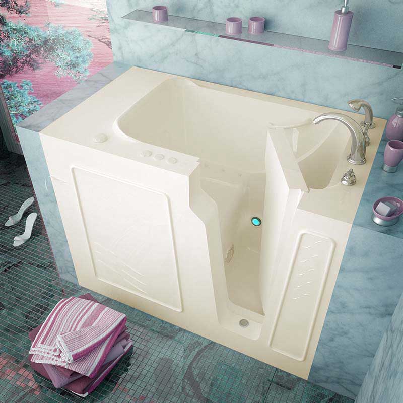 Venzi 29x52 Right Drain Biscuit Air Jetted Walk In Bathtub By Meditub