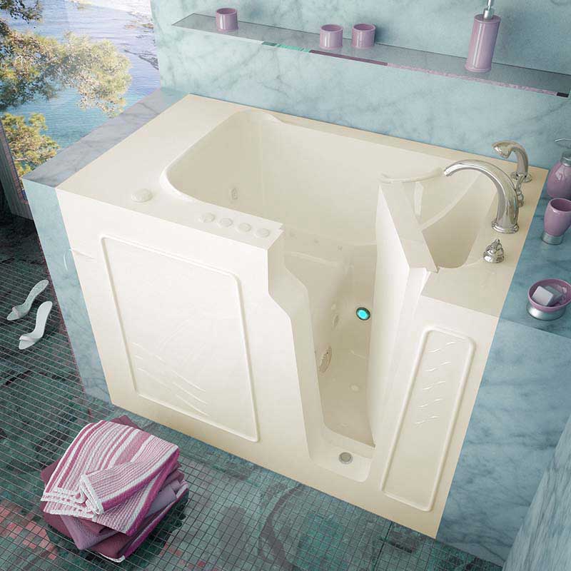 Venzi 29x52 Right Drain Biscuit Whirlpool & Air Jetted Walk In Bathtub By Meditub