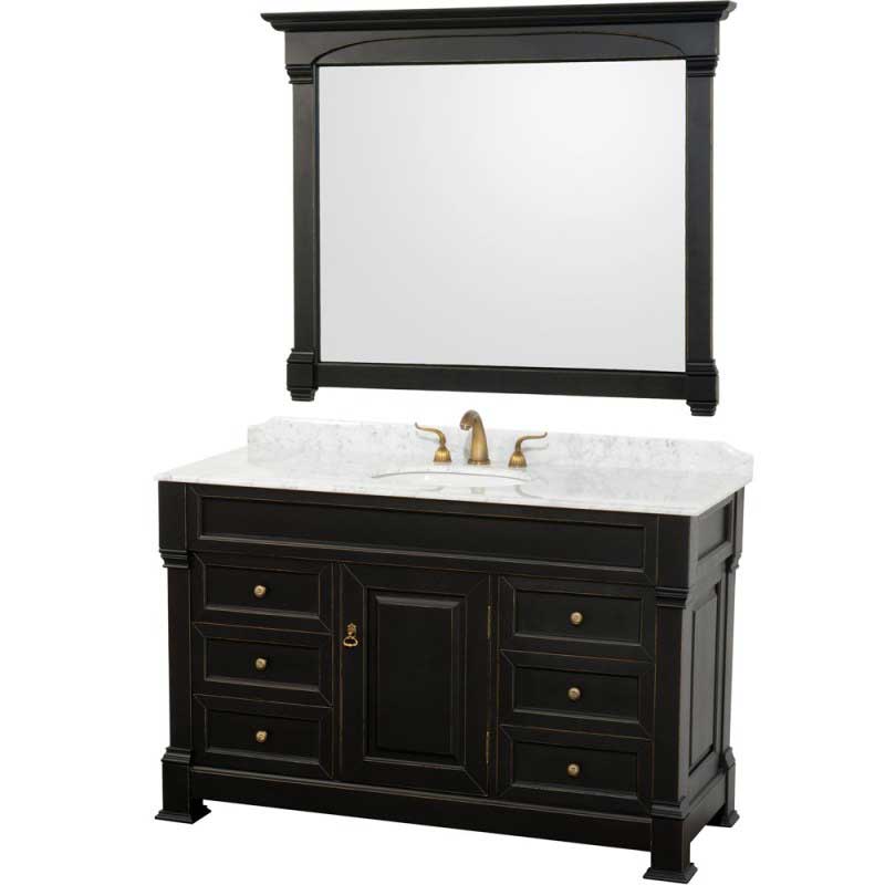 Wyndham Collection Andover 55" Traditional Bathroom Vanity Set - Black WC-TS55-BLK