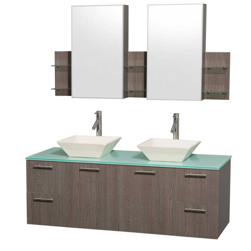 Wyndham Collection Amare 60" Wall-Mounted Double Bathroom Vanity Set with Vessel Sinks - Gray Oak WC-R4100-60-GROAK-DBL 7