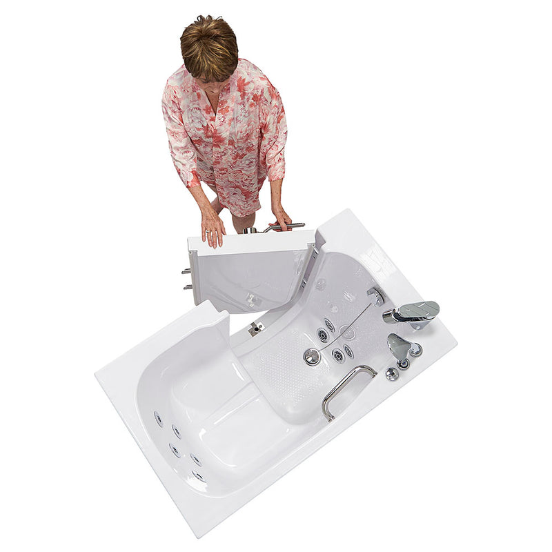 Ella Mobile 26"x45 Acrylic Hydro Massage Walk-In Bathtub with Left Outward Swing Door, Heated Seat, 2 Piece Fast Fill Faucet, 2"  Drain 3