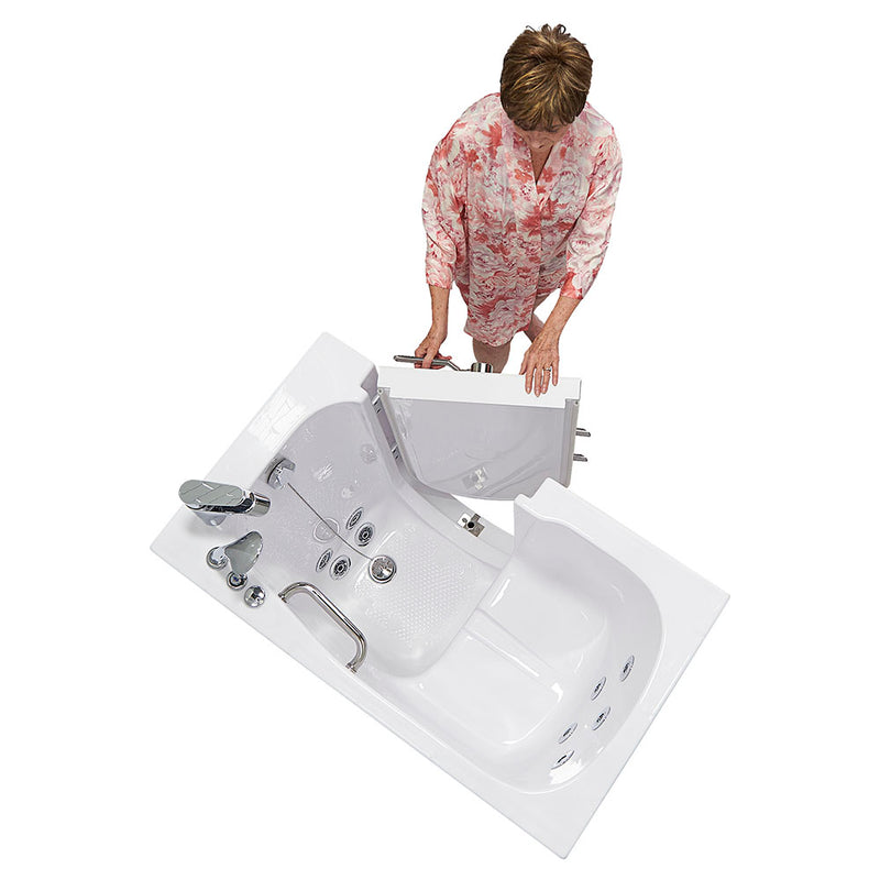 Ella Mobile 26"x45 Acrylic Hydro Massage Walk-In Bathtub with Right Outward Swing Door, Heated Seat, 2 Piece Fast Fill Faucet, 2"  Drain 3