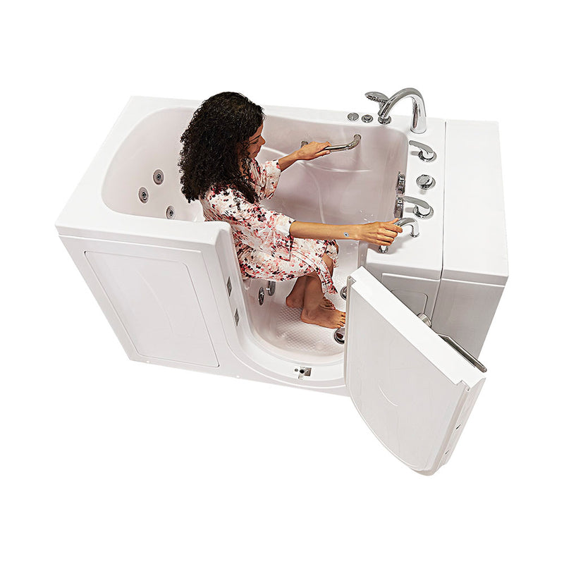 Ella Capri 30"x52" Acrylic Hydro Massage Walk-In Bathtub with Right Outward Swing Door, 5 Piece Fast Fill Faucet, 2" Dual Drain 3
