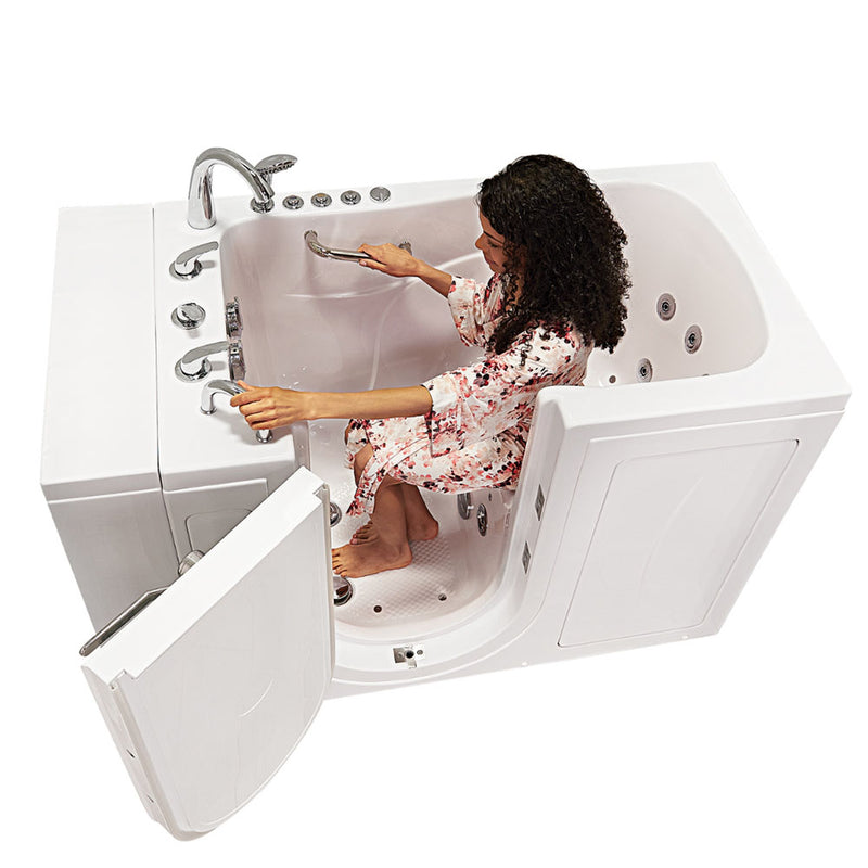 Ella Capri 30"x52" Acrylic Air and Hydro Massage Walk-In Bathtub with Left Outward Swing Door, 5 Piece Fast Fill Faucet, 2" Dual Drain 3