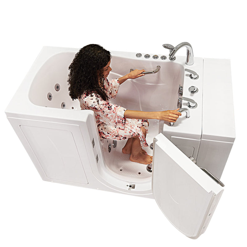 Ella Capri 30"x52" Acrylic Air and Hydro Massage Walk-In Bathtub with Right Outward Swing Door, 5 Piece Fast Fill Faucet, 2" Dual Drain 3