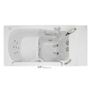 Ella Wheelchair Transfer 32"x52" Acrylic Hydro Massage Walk-In Bathtub with Right Outward Swing Door, Heated Seat, 2 Piece Fast Fill Faucet, 2" Dual Drain 3
