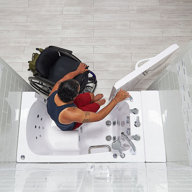 Ella Wheelchair Transfer 30"x52" Acrylic Hydro Massage Walk-In Bathtub with Left Outward Swing Door, 5 Piece Fast Fill Faucet 3