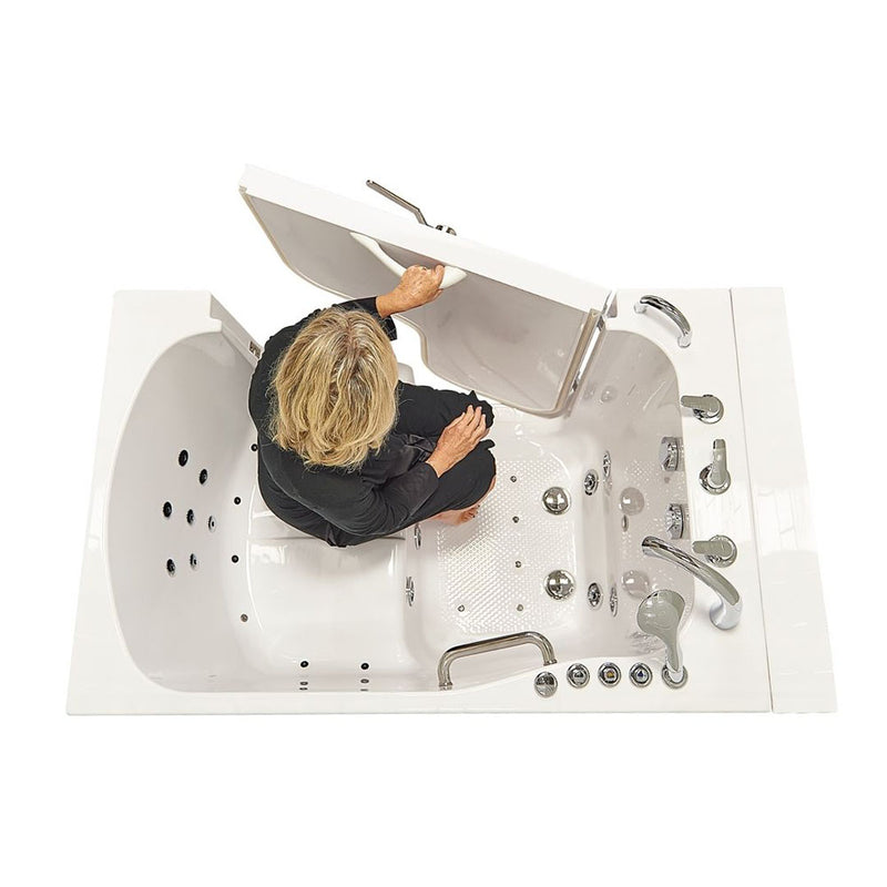 Ella Wheelchair Transfer 36"x55" Acrylic Air and Hydro Massage Walk-In Bathtub with Left Outward Swing Door, 5 Piece Fast Fill Faucet, 2" Dual Drain 3