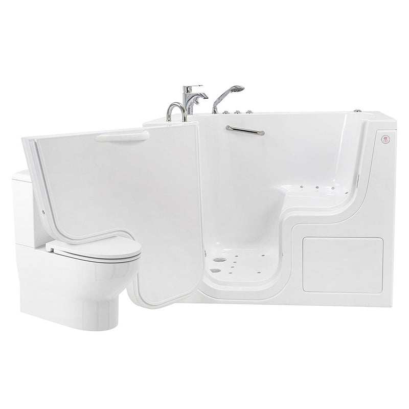 Ella Wheelchair Transfer 30"x52" Acrylic Air and Hydro Massage and Heated Seat Walk-In Bathtub with Left Outward Swing Door, 2 Piece Fast Fill Faucet, 2" Dual Drain 4