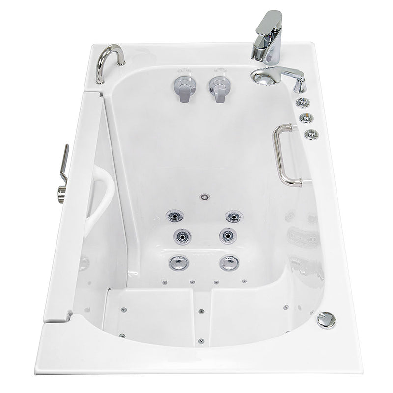 Ella Wheelchair Transfer 30"x52" Acrylic Air and Hydro Massage and Heated Seat Walk-In Bathtub with Left Outward Swing Door, 2 Piece Fast Fill Faucet, 2" Dual Drain 7