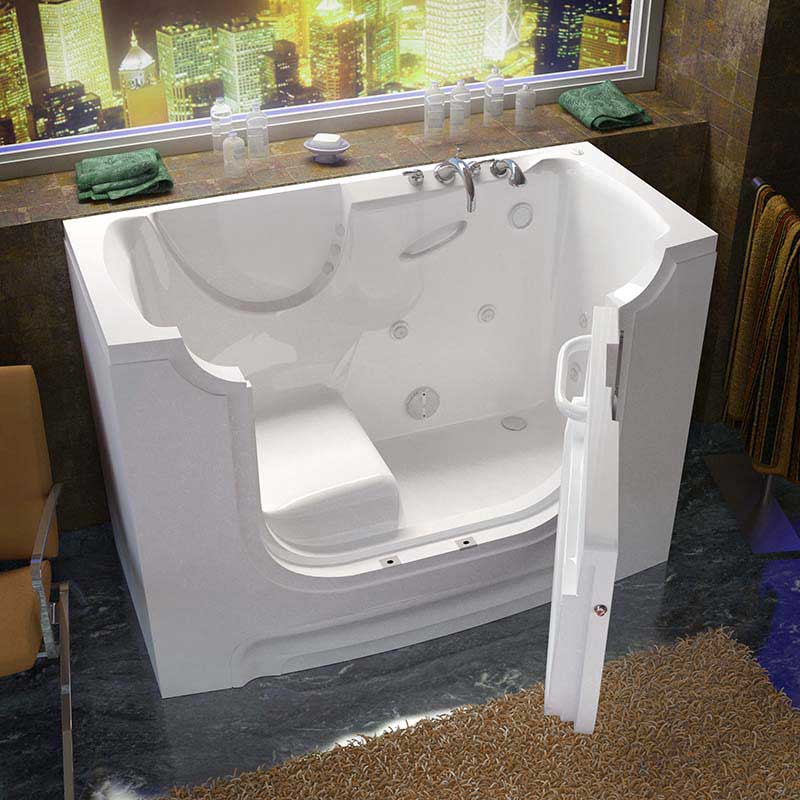 Venzi 30x60 Right Drain White Whirlpool Jetted Wheelchair Accessible Walk In Bathtub By Meditub