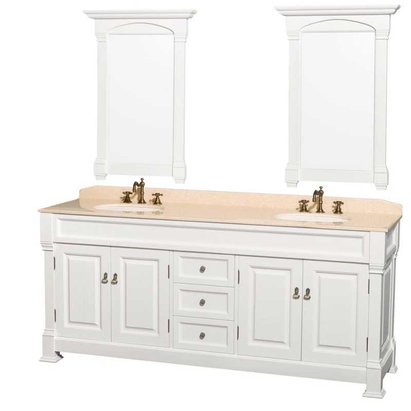 Wyndham Collection Andover 80" Traditional Bathroom Double Vanity Set - White WC-TD80-WHT