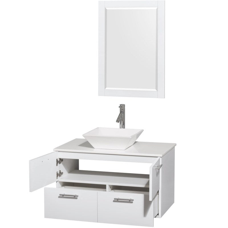 Wyndham Collection Amare 36" Wall-Mounted Bathroom Vanity Set with Vessel Sink - Glossy White WC-R4100-36-WHT 3