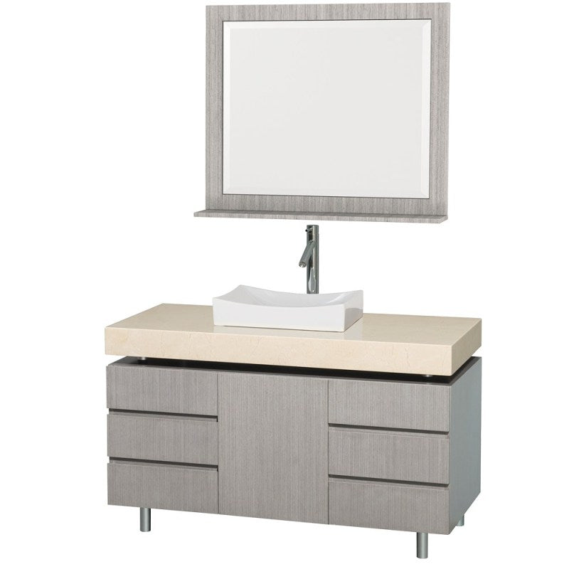 Wyndham Collection Malibu 48" Bathroom Vanity Set - Gray Oak Finish with Ivory Marble Counter WC-CG3000-48-GROAK-IVO 2