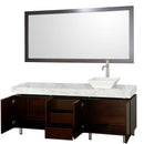 Wyndham Collection Malibu 72" Single Bathroom Vanity Set - Espresso Finish with White Carrera Marble Counter WC-CG3000-72-ESP-WHTCAR-SINGLE 5