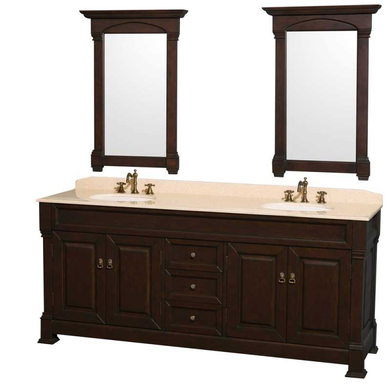 Wyndham Collection Andover 80" Traditional Bathroom Double Vanity Set - Dark Cherry WC-TD80-DKCH
