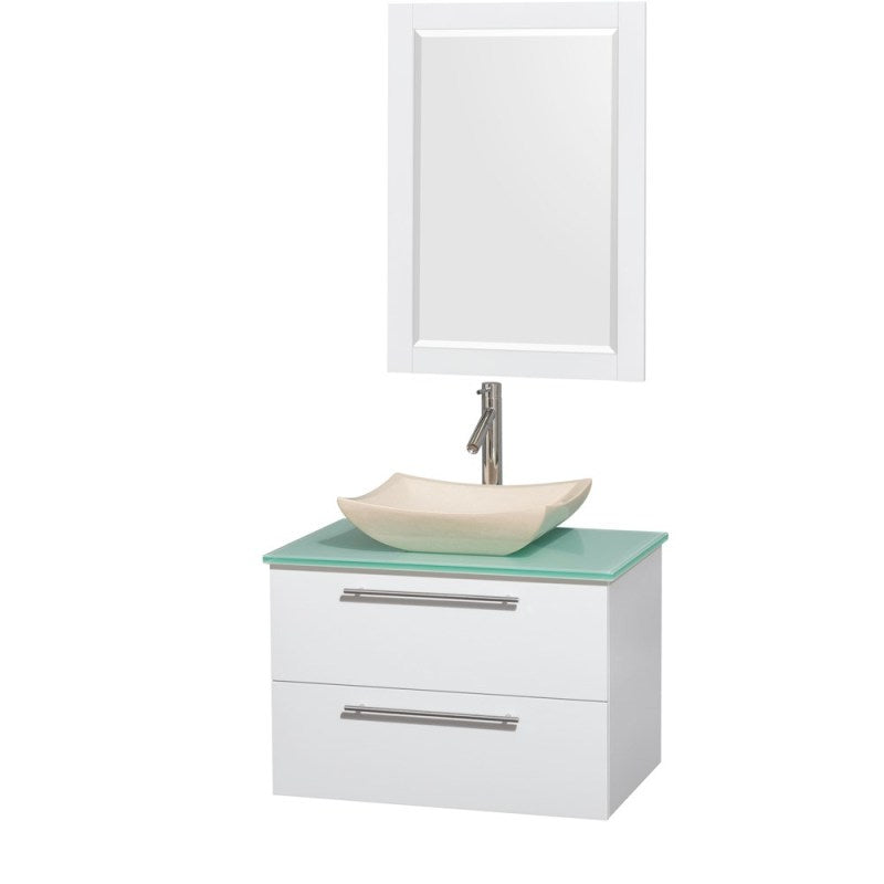 Wyndham Collection Amare 30" Wall-Mounted Bathroom Vanity Set with Vessel Sink - Glossy White WC-R4100-30-WHT 6