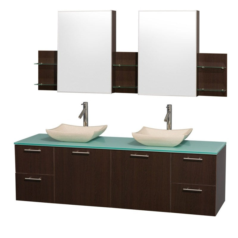 Wyndham Collection Amare 72" Wall-Mounted Double Bathroom Vanity Set with Vessel Sinks - Espresso WC-R4100-72-ESP-DBL 4