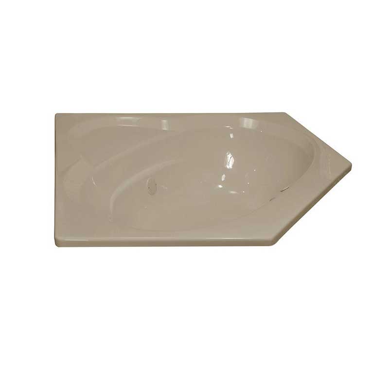 Lyons Industries Classic 5 ft. Corner Front Drain Heated Soaking Tub in Almond