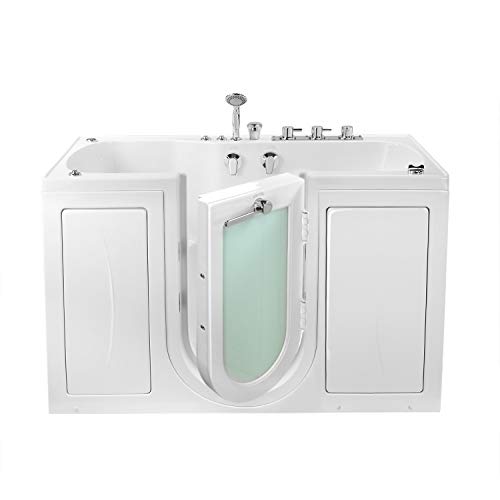 Ella's Bubbles O2SA3260HMH-R Tub4Two Hydro Massage and Microbubble Acrylic Walk-in Tub with Heated Seat, Right Outward Swing Door, Thermostatic Faucet, Dual 2" Drains, 32" x 60" x 42", White