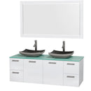 Wyndham Collection Amare 60" Wall-Mounted Double Bathroom Vanity Set with Vessel Sinks - Glossy White WC-R4100-60-WHT-DBL 3