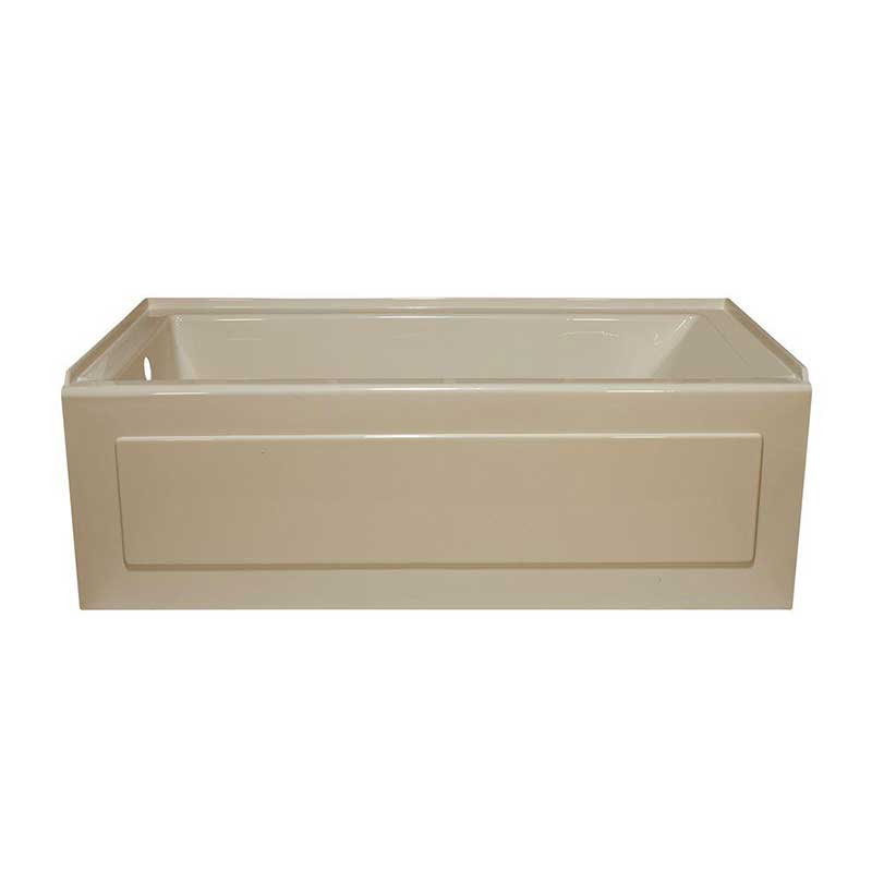 Lyons Industries Linear 5 ft. Left Drain Heated Soaking Tub in Almond