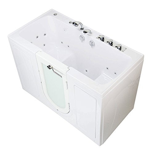 Ella's Bubbles O2SA3260HM-HB-R Tub4Two Hydro Massage and Microbubble Acrylic Walk-in Tub with Right Outward Swing Door, Ella 5pc. Fast-Fill Faucet, Dual 2" Drains, 32" x 60" x 42", White