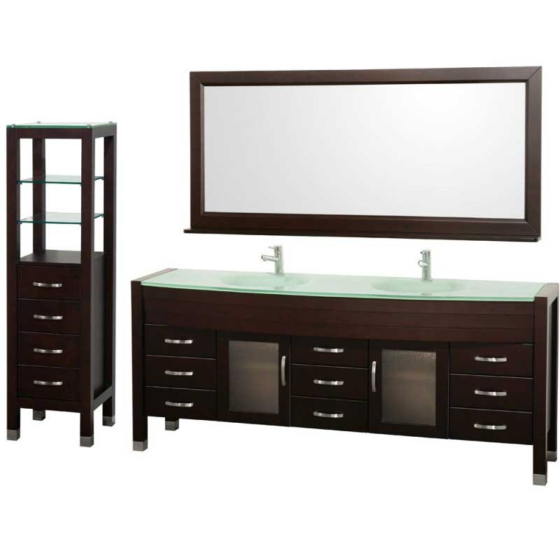 Wyndham Collection Daytona 78" Double Bathroom Vanity Set & Side Cabinet - Espresso WC-A-W2200-78-ESP-SET
