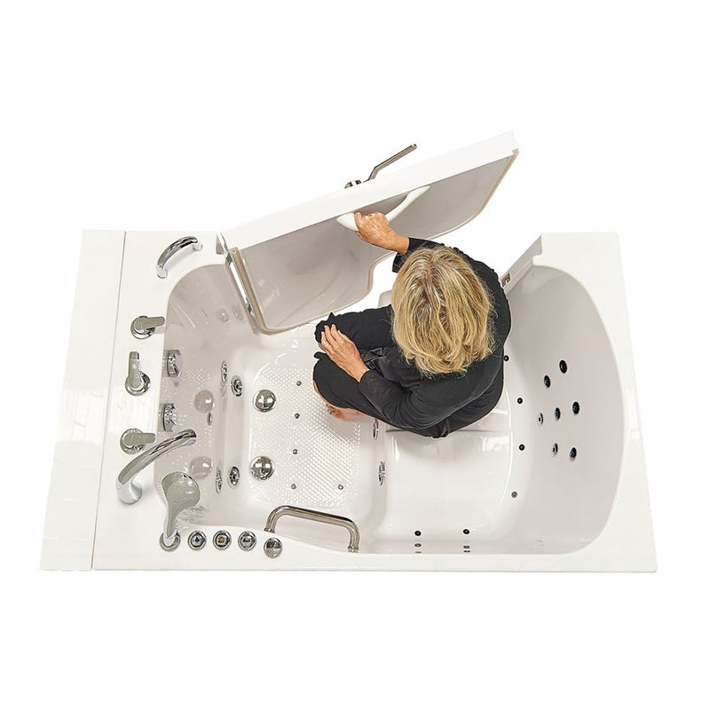 Ella Wheelchair Transfer 36"x55" Acrylic Air and Hydro Massage and Heated Seat Walk-In Bathtub with Right Outward Swing Door, 5 Piece Fast Fill Faucet, 2" Dual Drain 3