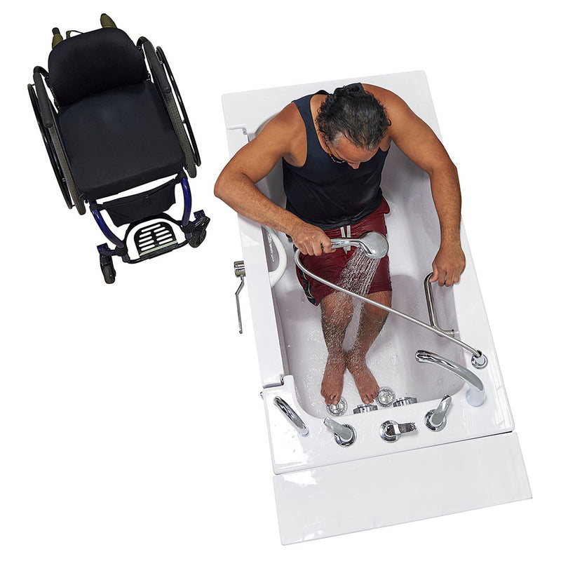 Ella Wheelchair Transfer 32"x52" Acrylic Soaking Walk-In-Bathtub, Right Outward Swing Door, Heated Seat,  5 Piece Fast Fill Faucet, 2" Dual Drain 4