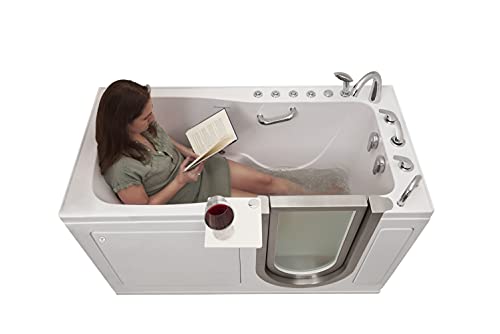 Ella's Bubbles 93218-HSB Ella Ultimate 30"x60" Acrylic Air and Hydro Independent Foot Massage Walk-in-Bathtub, Right Inward Swing Door, Heated Seat, 5 Piece Fast Fill Faucet, 2" Dual Drain, White