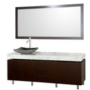 Wyndham Collection Malibu 72" Single Bathroom Vanity Set - Espresso Finish with White Carrera Marble Counter WC-CG3000-72-ESP-WHTCAR-SINGLE