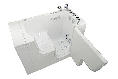 Ella's Bubbles OLA3252D-L-hHB Transfer32 Air and Hydro Massage with Heated Seat, Digital Control Walk-In Bathtub with Left Outward Swing Door, Ella 5pc. Fast-Fill Faucet, Dual 2" Drains, White