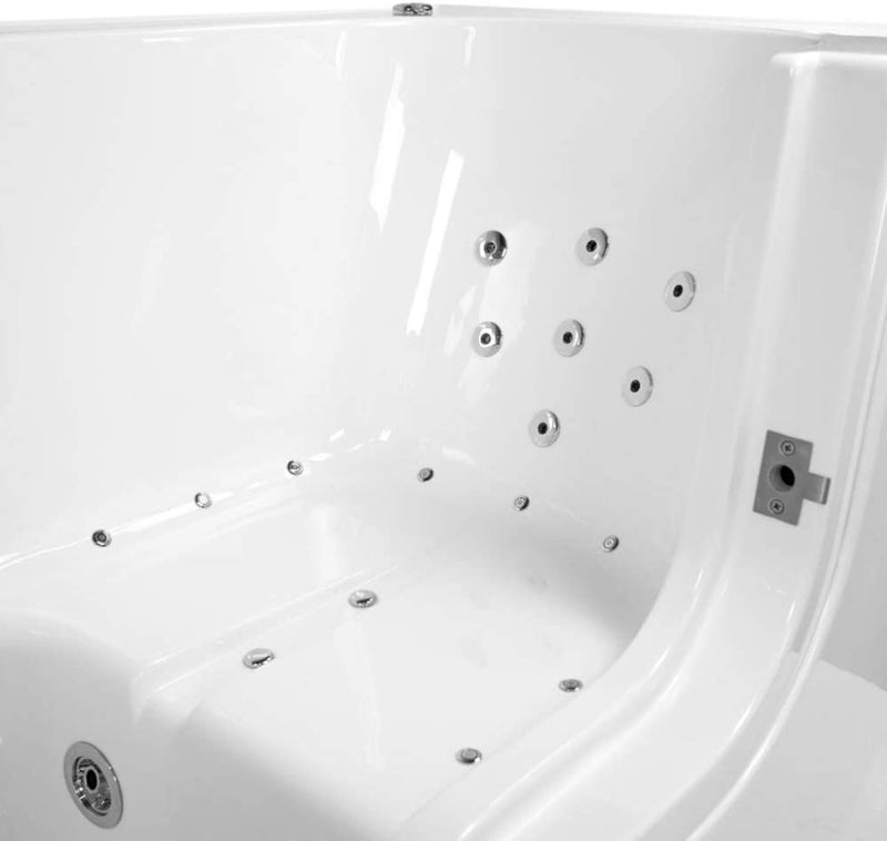 Ella Transfer60 Acrylic Air+Hydro Massage Walk-In Tub, Outward Swing Door, Fast Fill Faucet, Left 2" Dual Drain 4