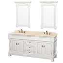 Wyndham Collection Andover 72" Traditional Bathroom Double Vanity Set - White WC-TD72-WHT