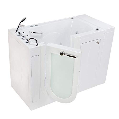 Ella's OA3252HH-L Monaco Acrylic Hydro Massage and Heated Seat Walk-in Bathtub with Left Outward Swing Door, Thermostatic Faucet Set, 2" Dual Drains, 32" x 52" x 43", White