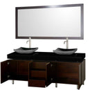 Wyndham Collection Malibu 72" Double Bathroom Vanity Set - Espresso Finish with Black Absolute Granite Counter and Black Granite Sinks WC-CG3000-72-ESP-BLK-GR 3